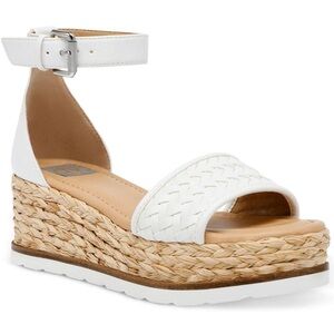 DV by Dolce Vita White Woven Ankle-Strap Espadrille Platform Sandals